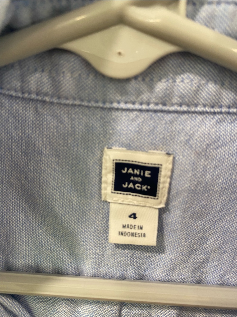 Janie and Jack Shirt Boy’s 4 Blue Embroidered Oxford Pennant Flags Preppy School - Picture 4 of 5